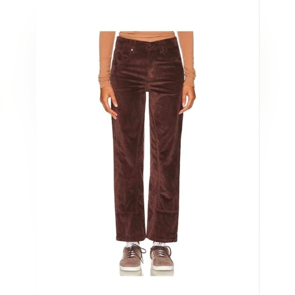 WE THE FREE Free People RISK TAKER Red Brown CORDUROY Straight Leg PANTS SZ 33
